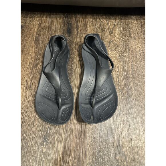 Crocs Sexi Serena Flip Flop Thong Womens Sandals Black Size 7 Summer Beach - Picture 1 of 10